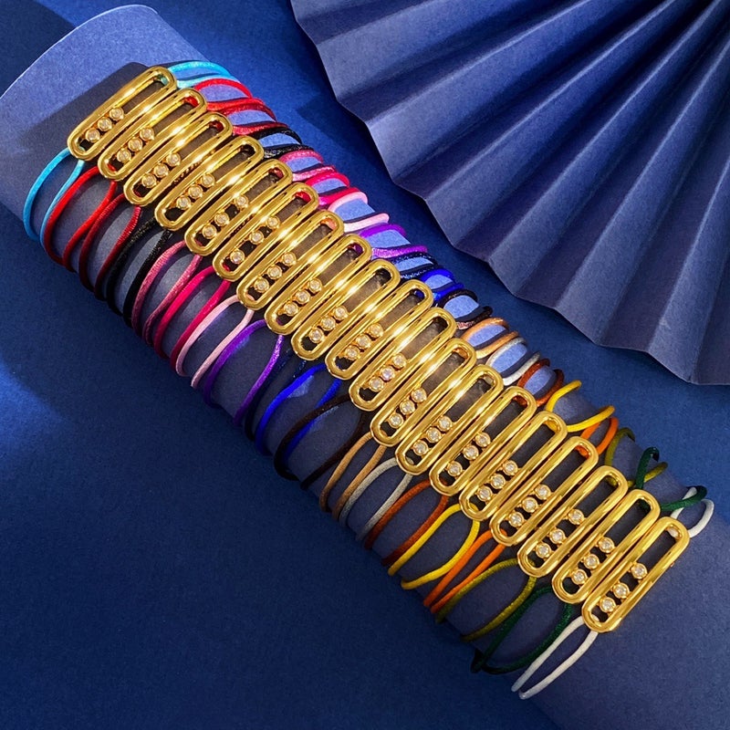 Korean Style Fashionable Glossy Oval Smart 3 Sliding Diamond Hand-Woven Hand Rope Rope Bracelet For Men And Women - Image 3